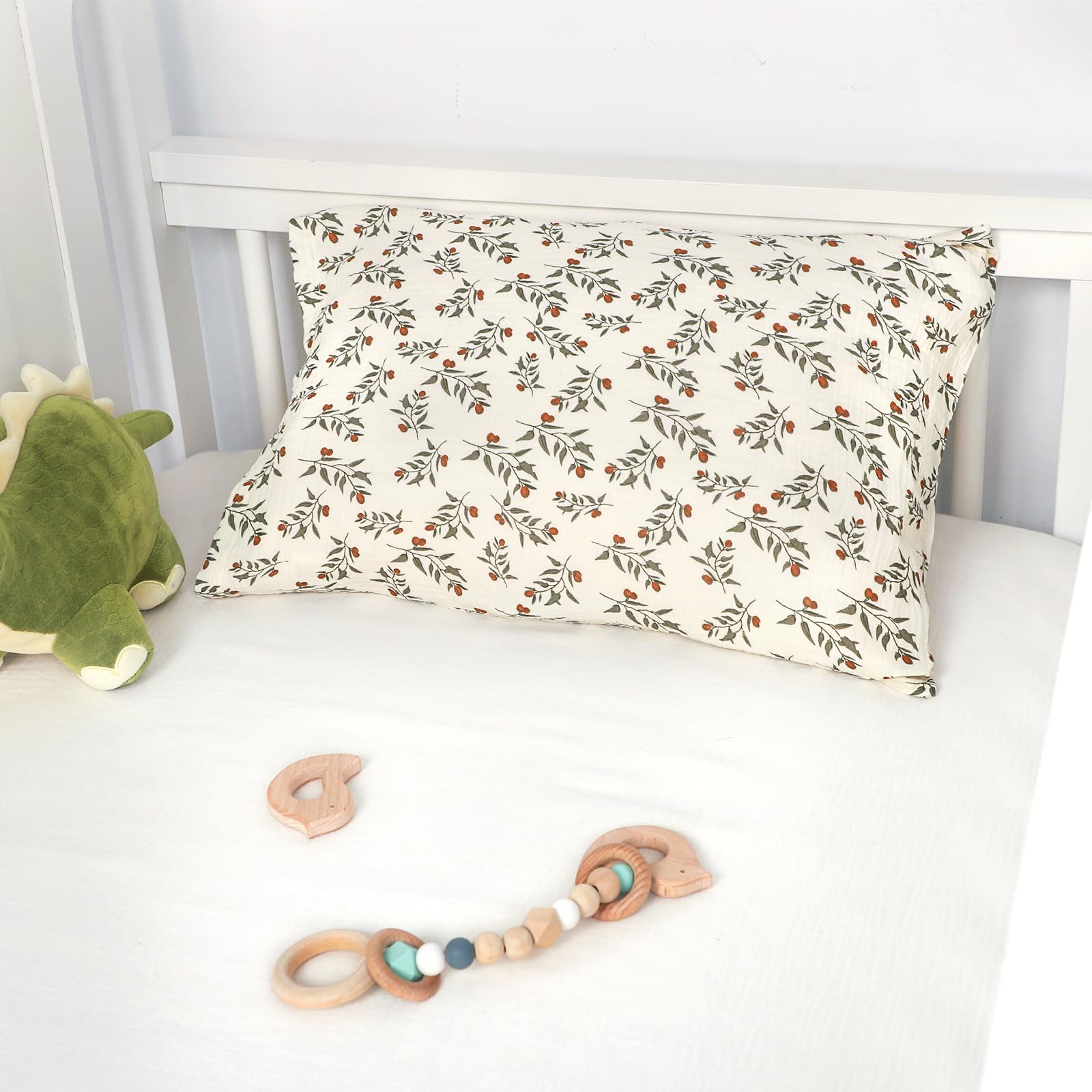 Hooyax toddler pillowcase ready for travel use on compact pillow.