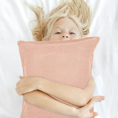 Hooyax toddler pillowcase pink front view highlights breathable fabric for summer comfort.