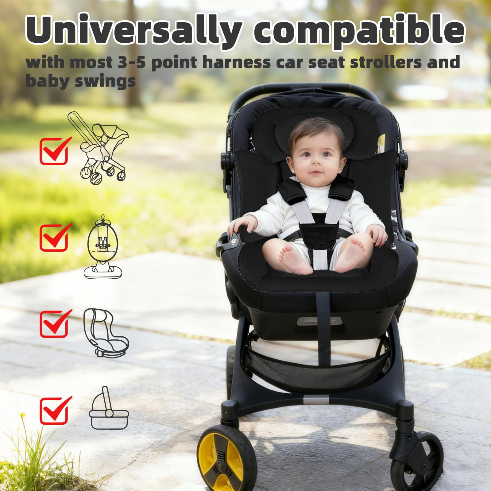 Hooyax universal-fit car seat insert compatible with Graco and Chicco.