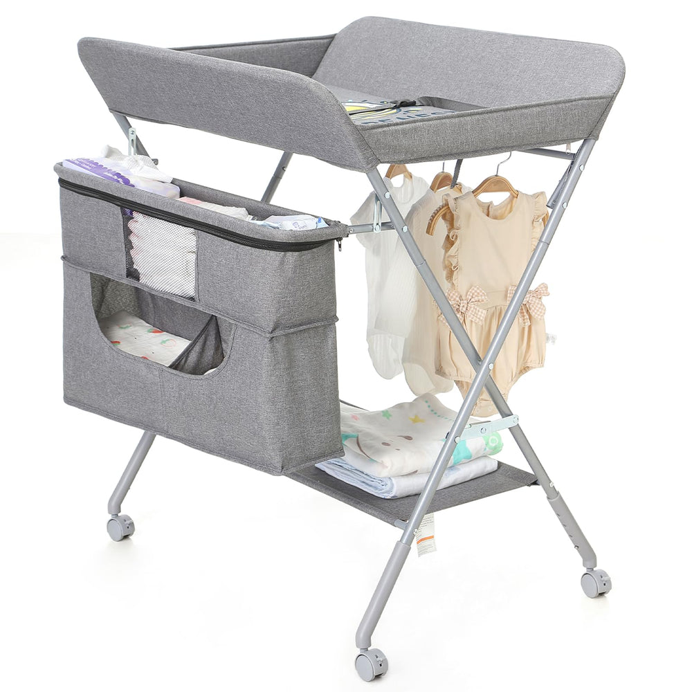HopeNest portable changing table with adjustable height for ergonomic diaper changes.