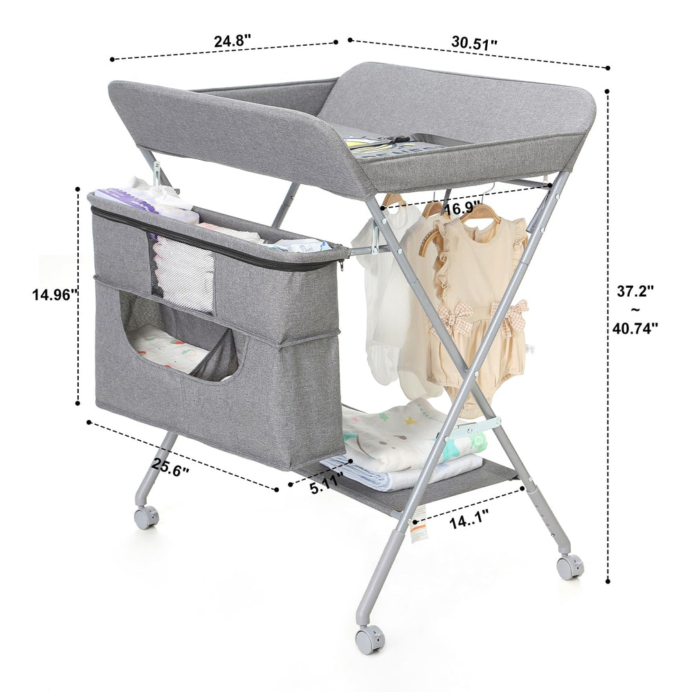 HopeNest portable changing table folded for compact storage and space saving.