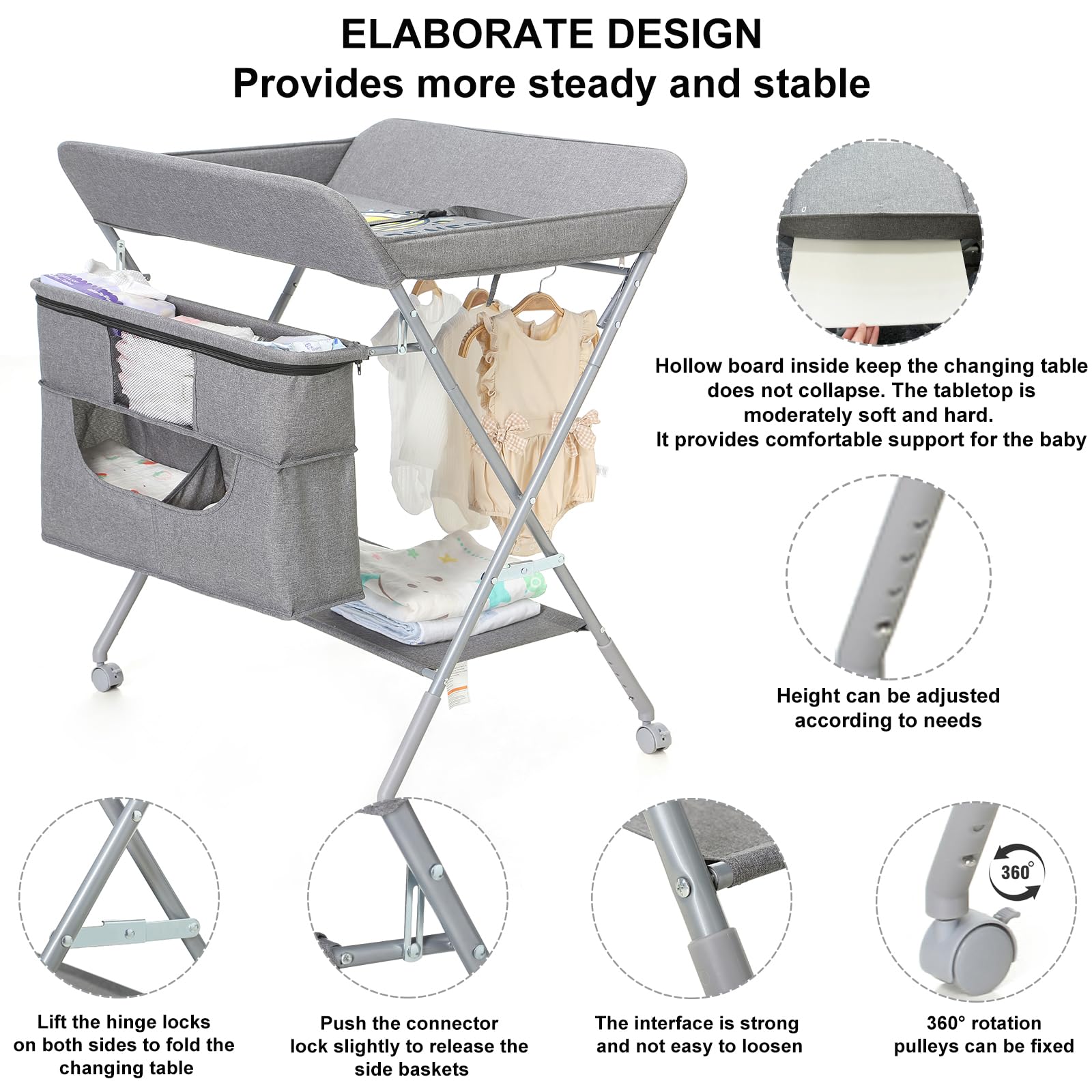 HopeNest waterproof pad on the changing table for easy cleanup after messes.