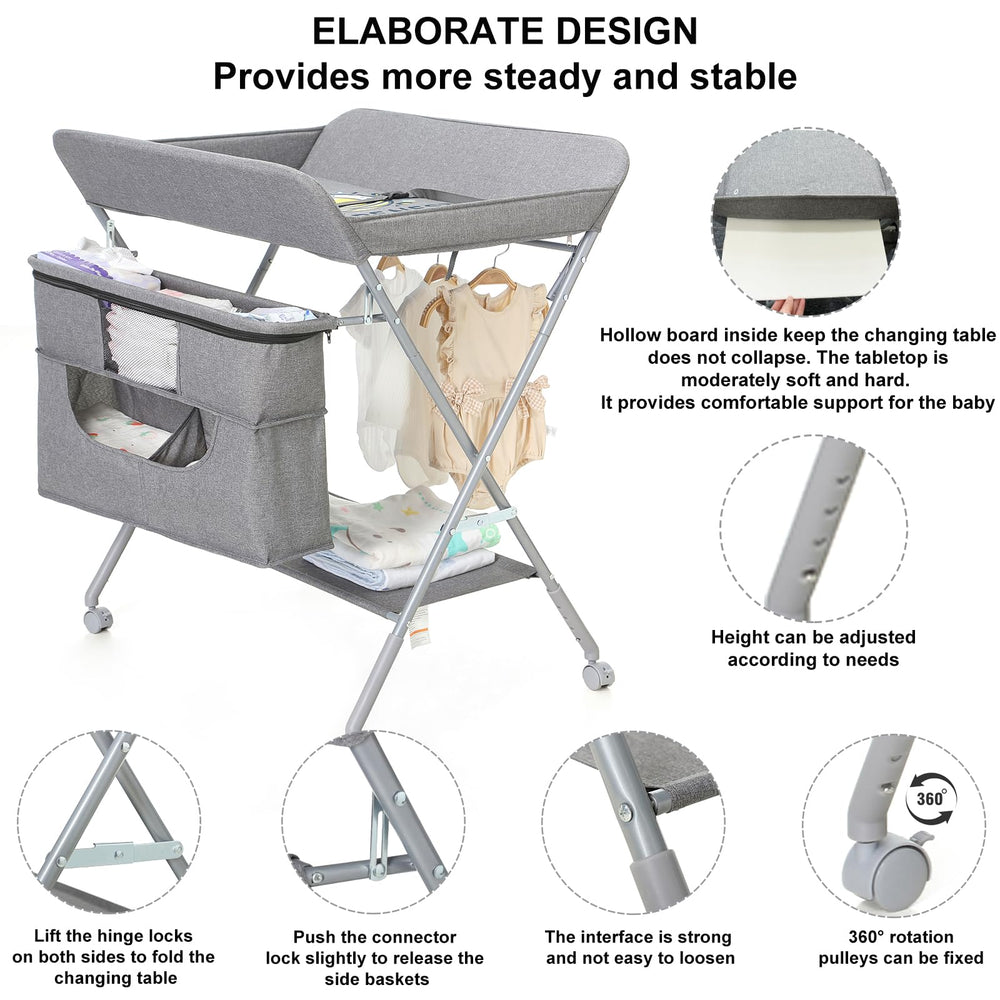 HopeNest waterproof pad on the changing table for easy cleanup after messes.