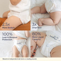 Hoppi Baby Diapers Size 3 cloud-touch softness delivers gentle comfort for nap time.