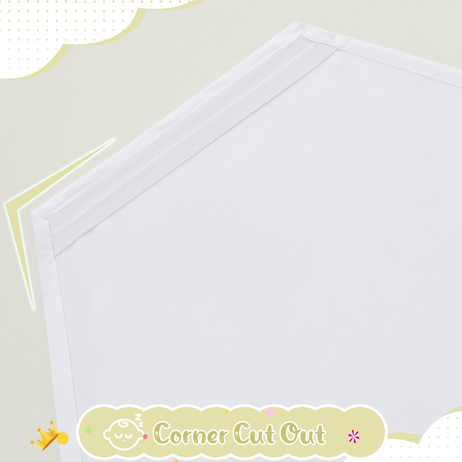 Horbaunal white cot sheets brighten daycare sleep spaces with a clean look.