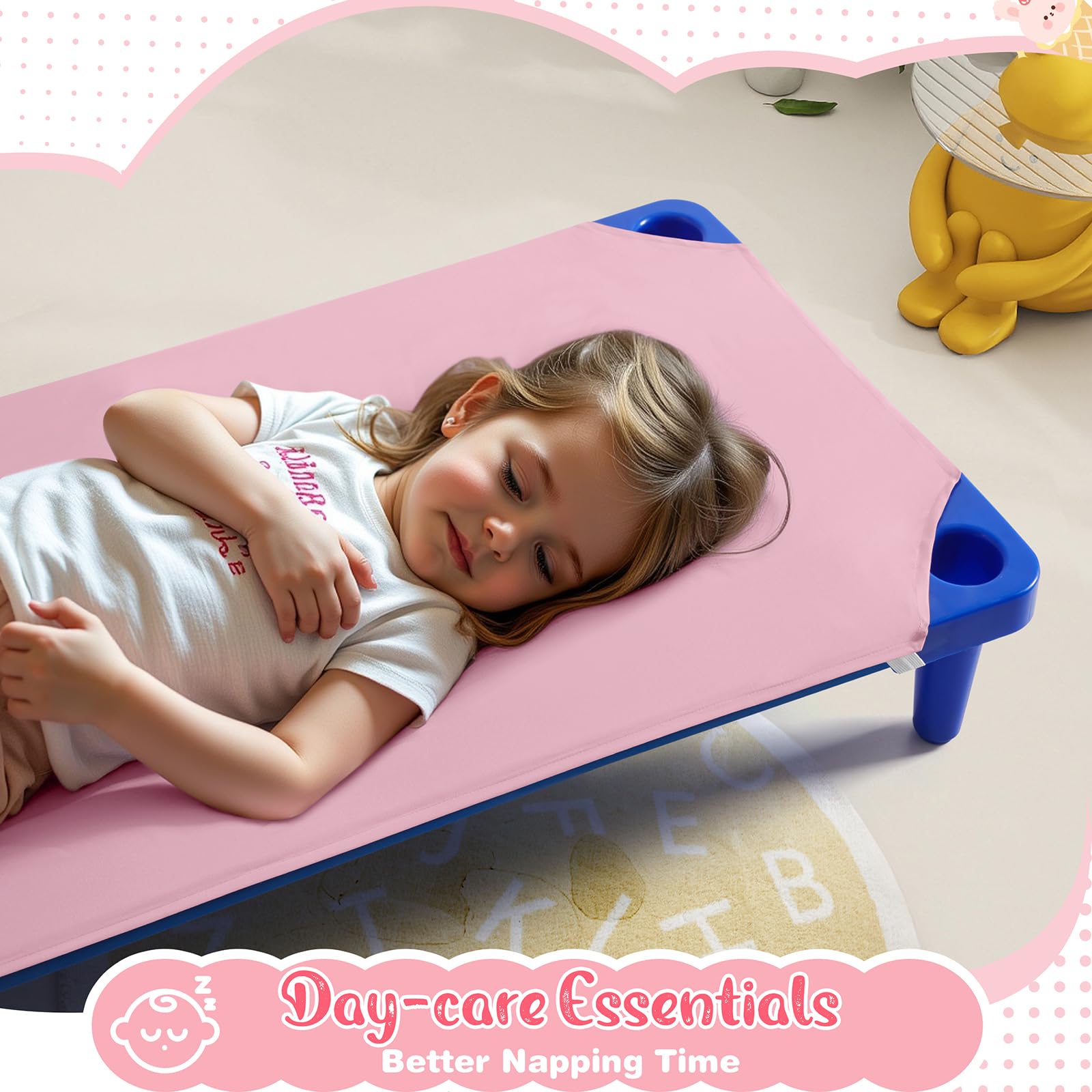 Horbaunal pink cot sheets with elastic corners stay secure during active naptime.
