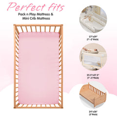 Horbaunal satin pack n play sheets elastic corners ensure snug fit.