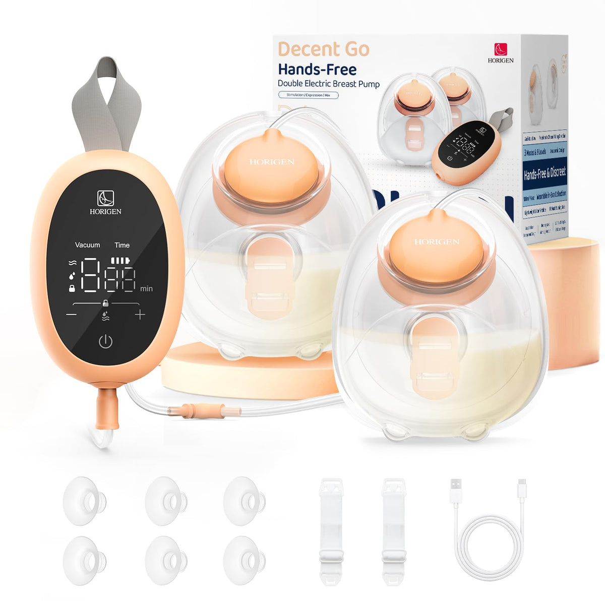 HORIGEN D6 wearable pump on the go enables hands-free pumping while multitasking.