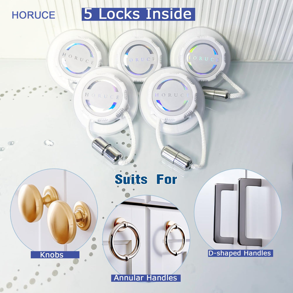 Horuce length-adjustable cabinet locks pictured for 2-7 inch centers provide adaptable fit.