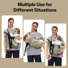 HORUMP Carrier sitting mode demonstrates versatile daily carry options for parent and baby.