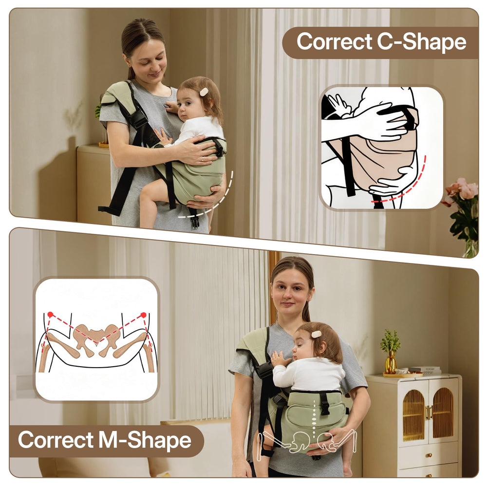 HORUMP Baby Carrier with waist belt offers ergonomic support during extended wear.