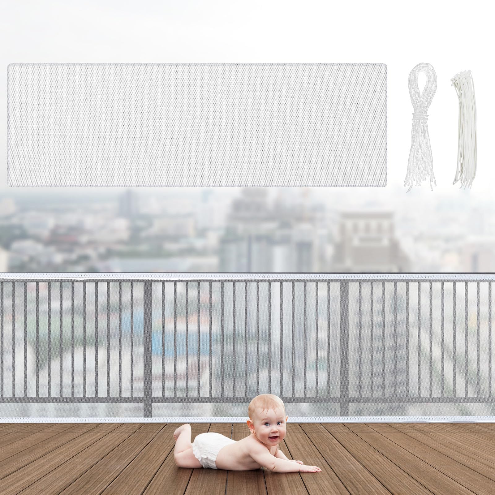Hosuly Banister Guard installation on railing enables safe stair access