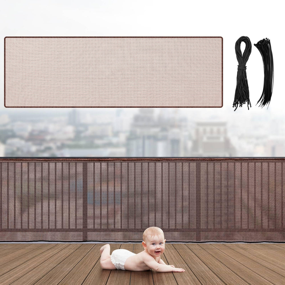 Hosuly banister guard rail coverage protects children while blending with decor.