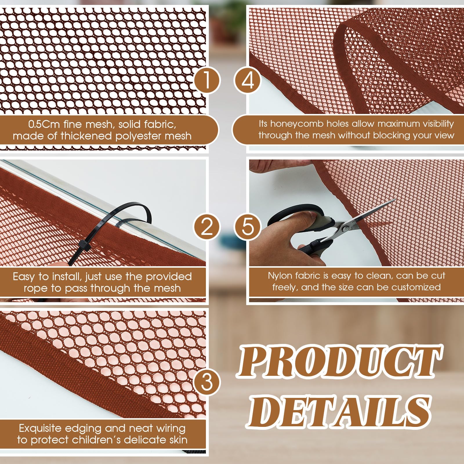 Hosuly brown netting on railing blends with apartment balcony aesthetic.