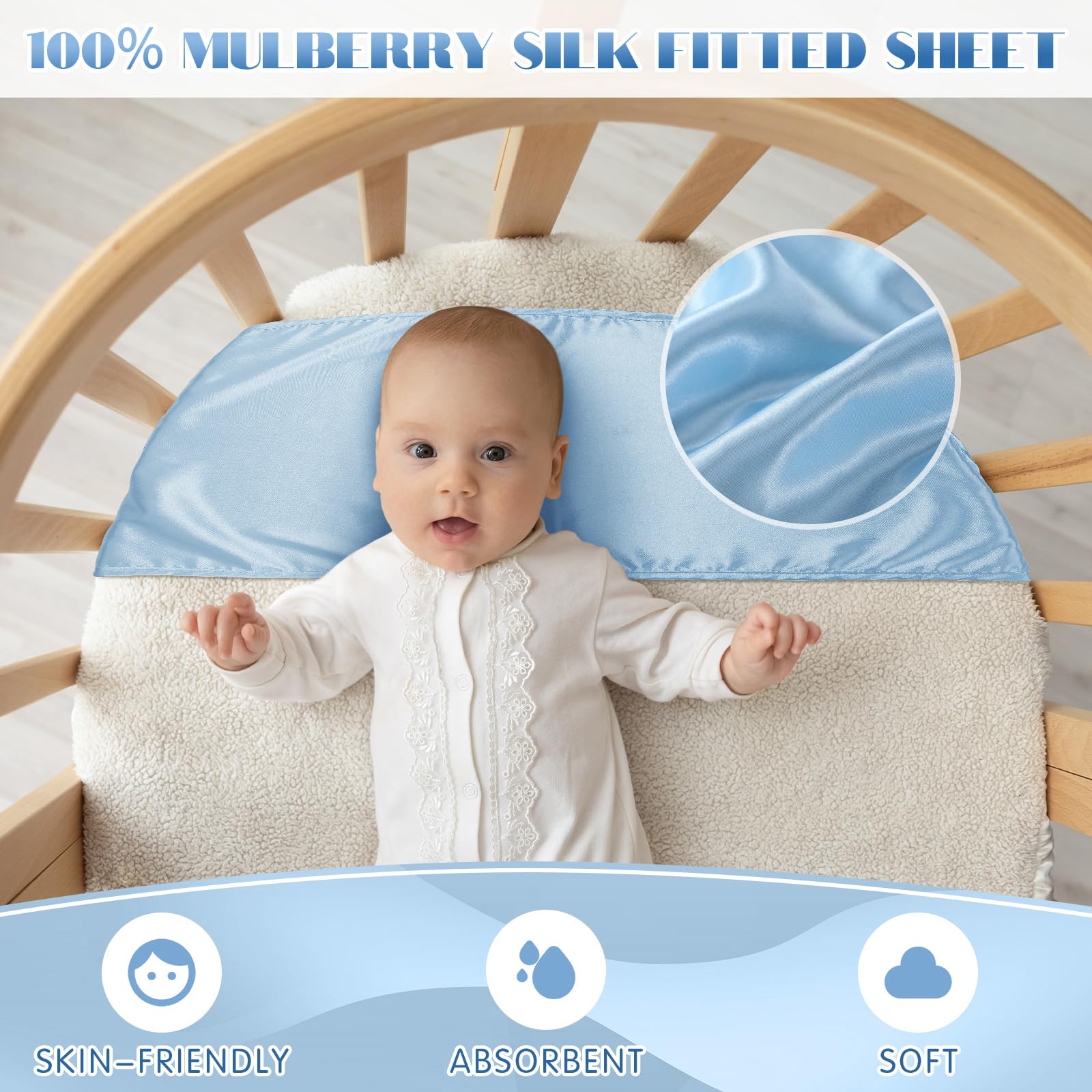 Hosuly satin bassinet sheet in use shows baby comfort during sleep.