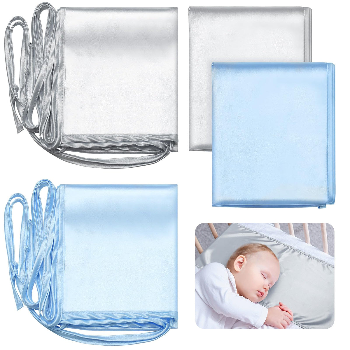 Hosuly satin bassinet sheet gray close-up shows silky texture for baby comfort
