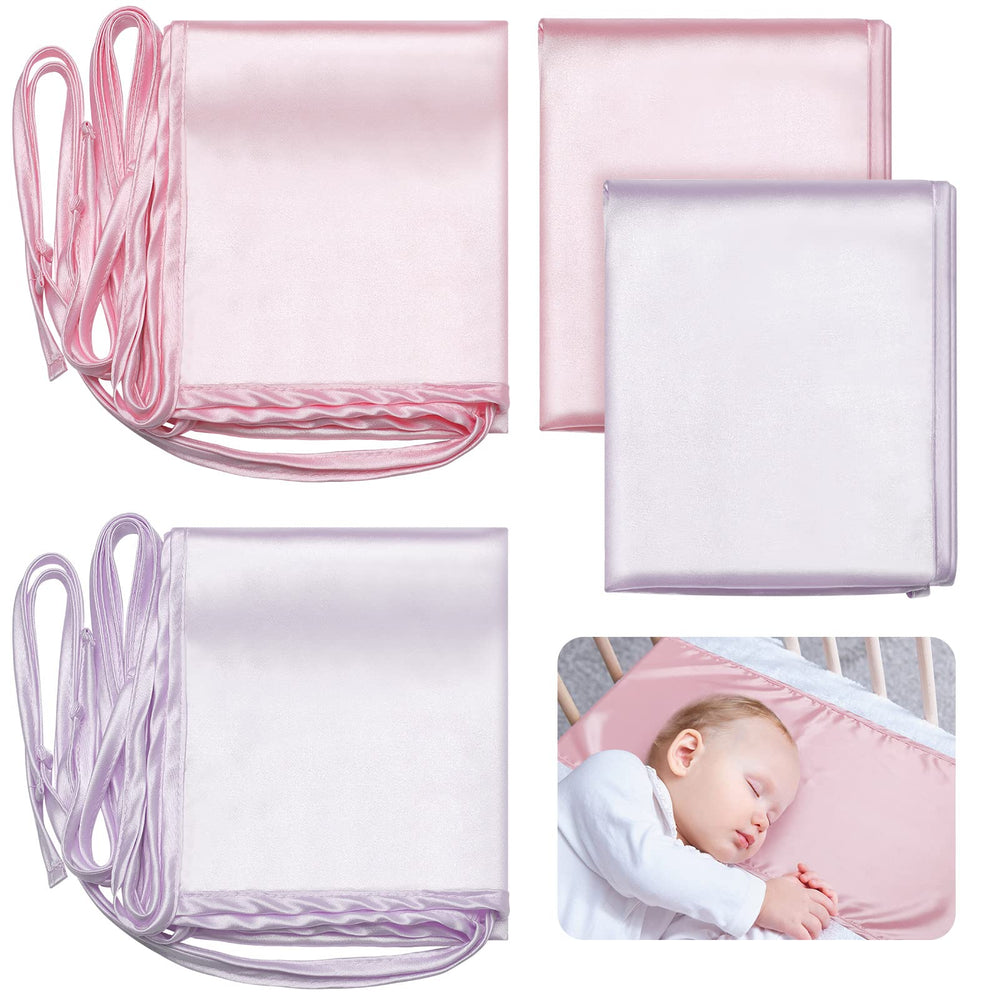 Hosuly satin bassinet sheet pink close-up fabric shows silk-like softness for baby comfort.