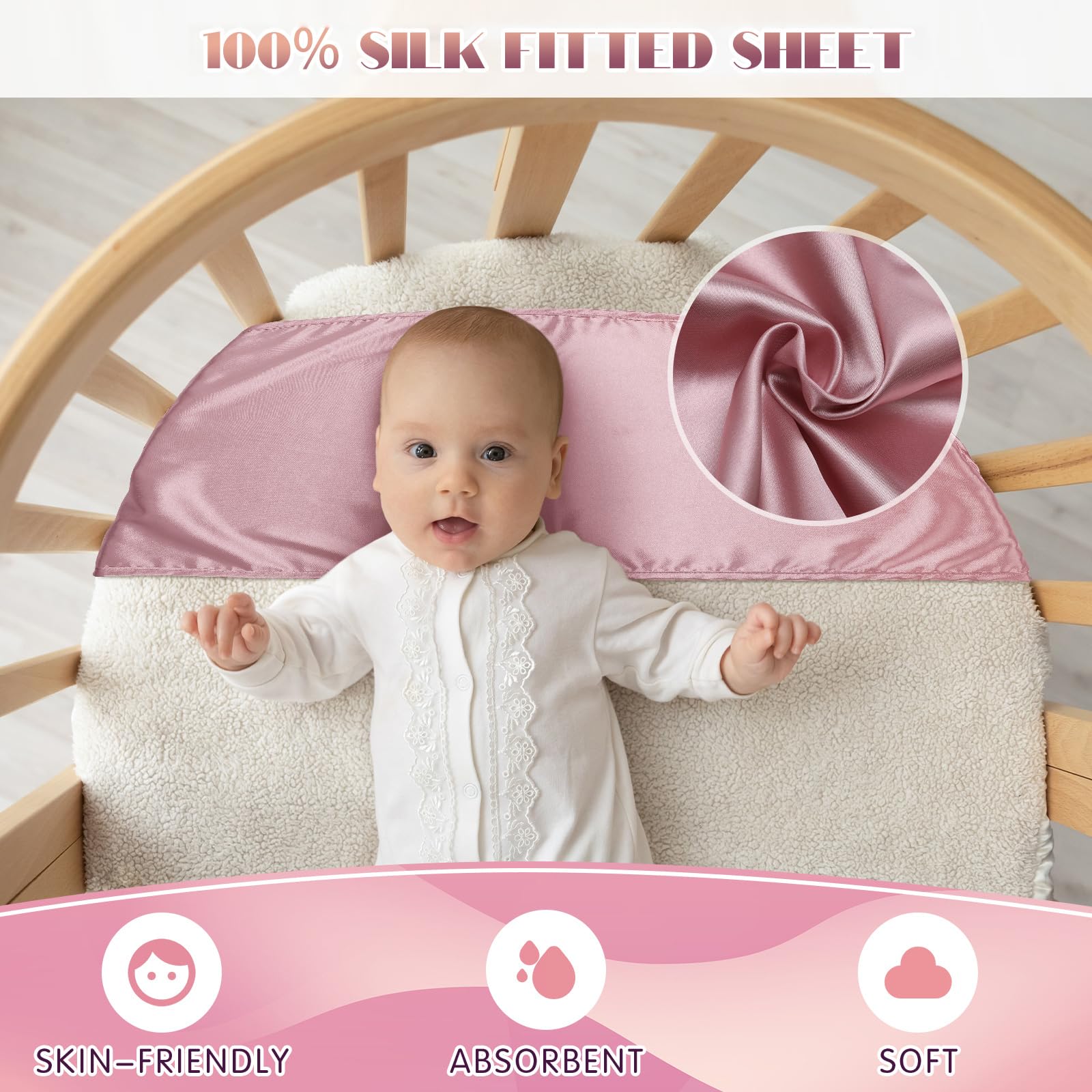 Hosuly satin bassinet sheet rectangle cradle fits oval, round, and hourglass shapes