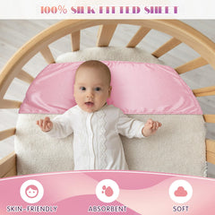 Hosuly satin bassinet sheet size-29x12-inch demonstrates versatile fit for rectangle and oval cradles.