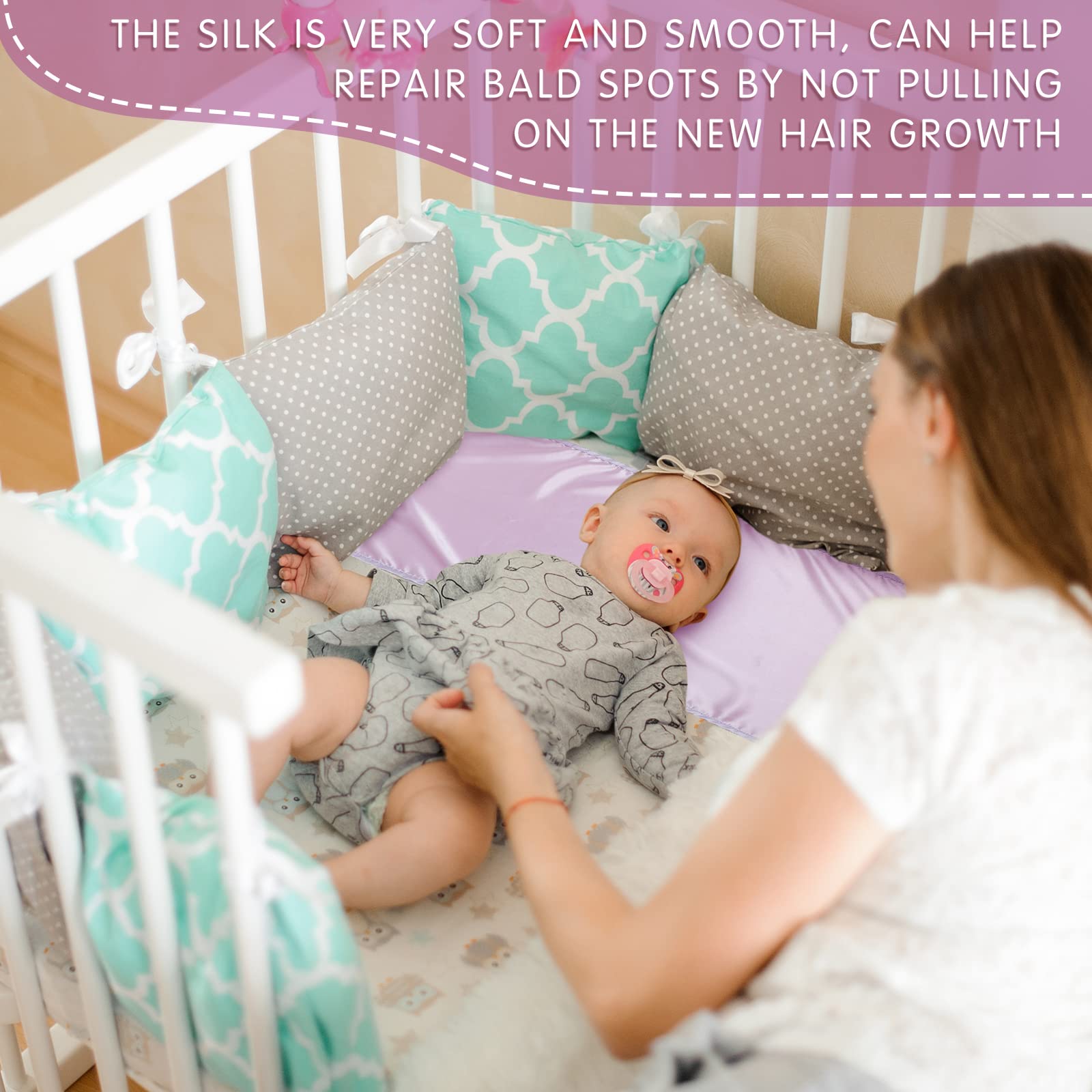Hosuly satin bassinet sheet two-piece set in pink and purple offers convenient color variety.