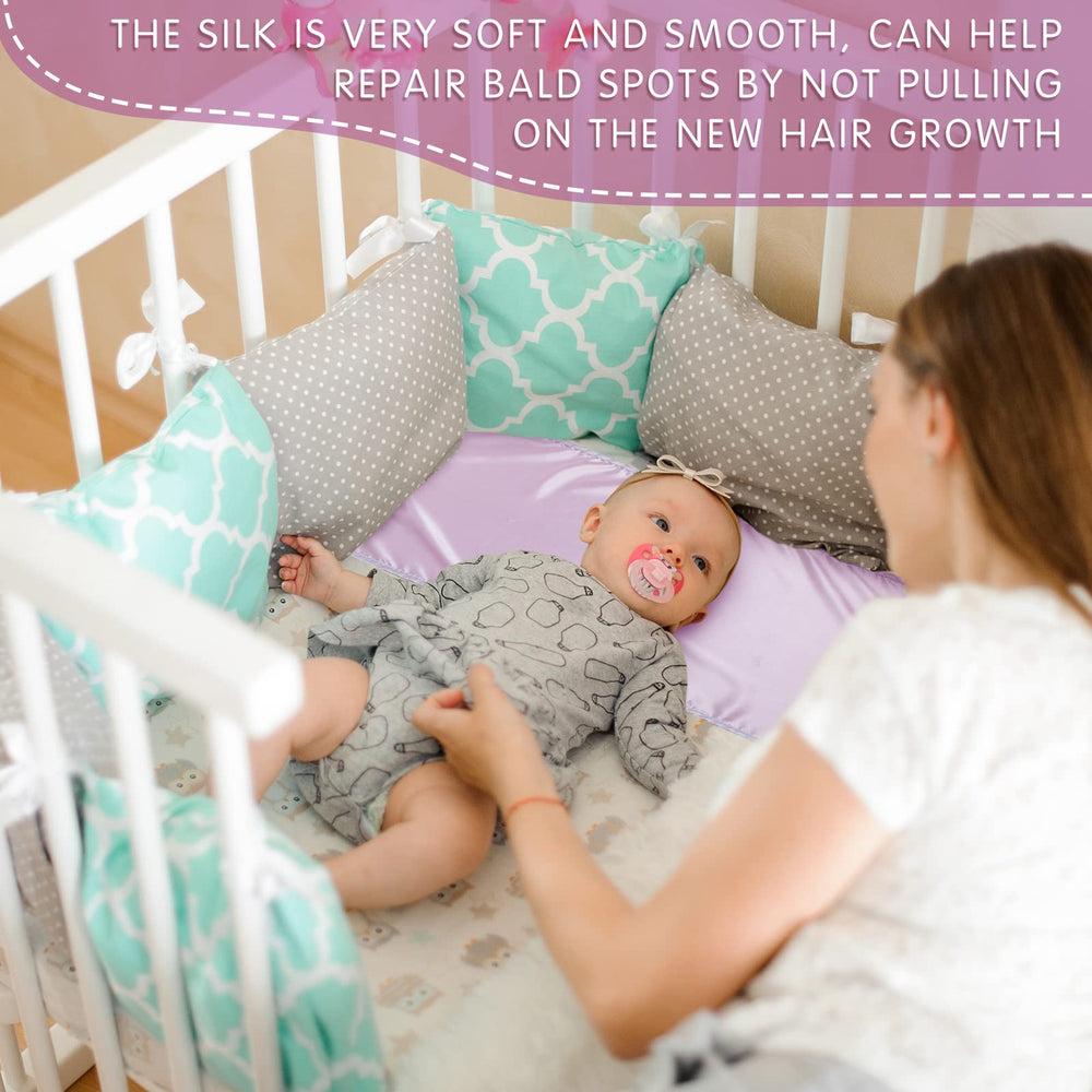 Hosuly satin bassinet sheet two-piece set in pink and purple offers convenient color variety.