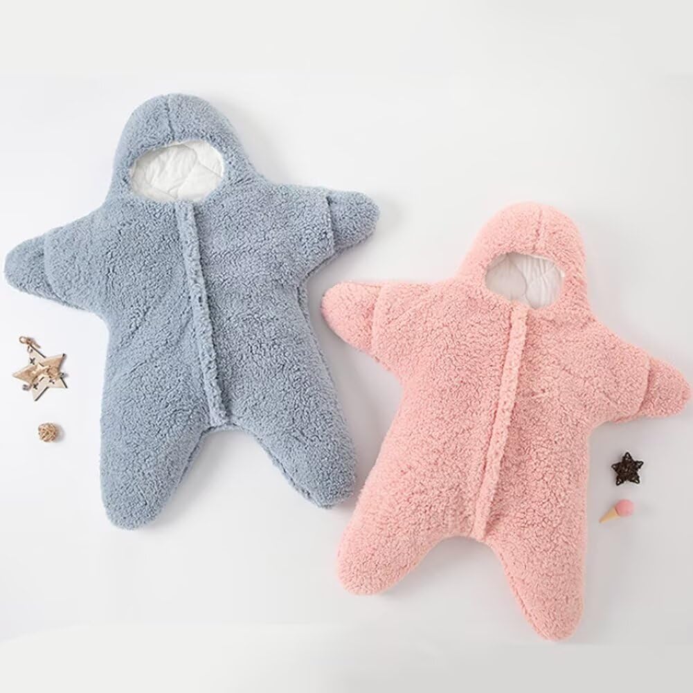 HotBlizi starfish hooded swaddle close-up showing soft plush texture.