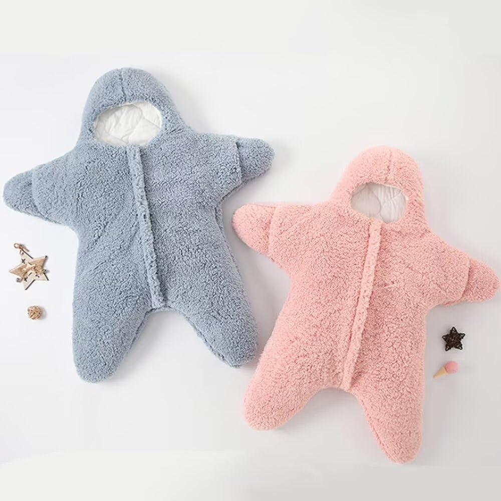 HotBlizi starfish hooded swaddle close-up showing soft plush texture.