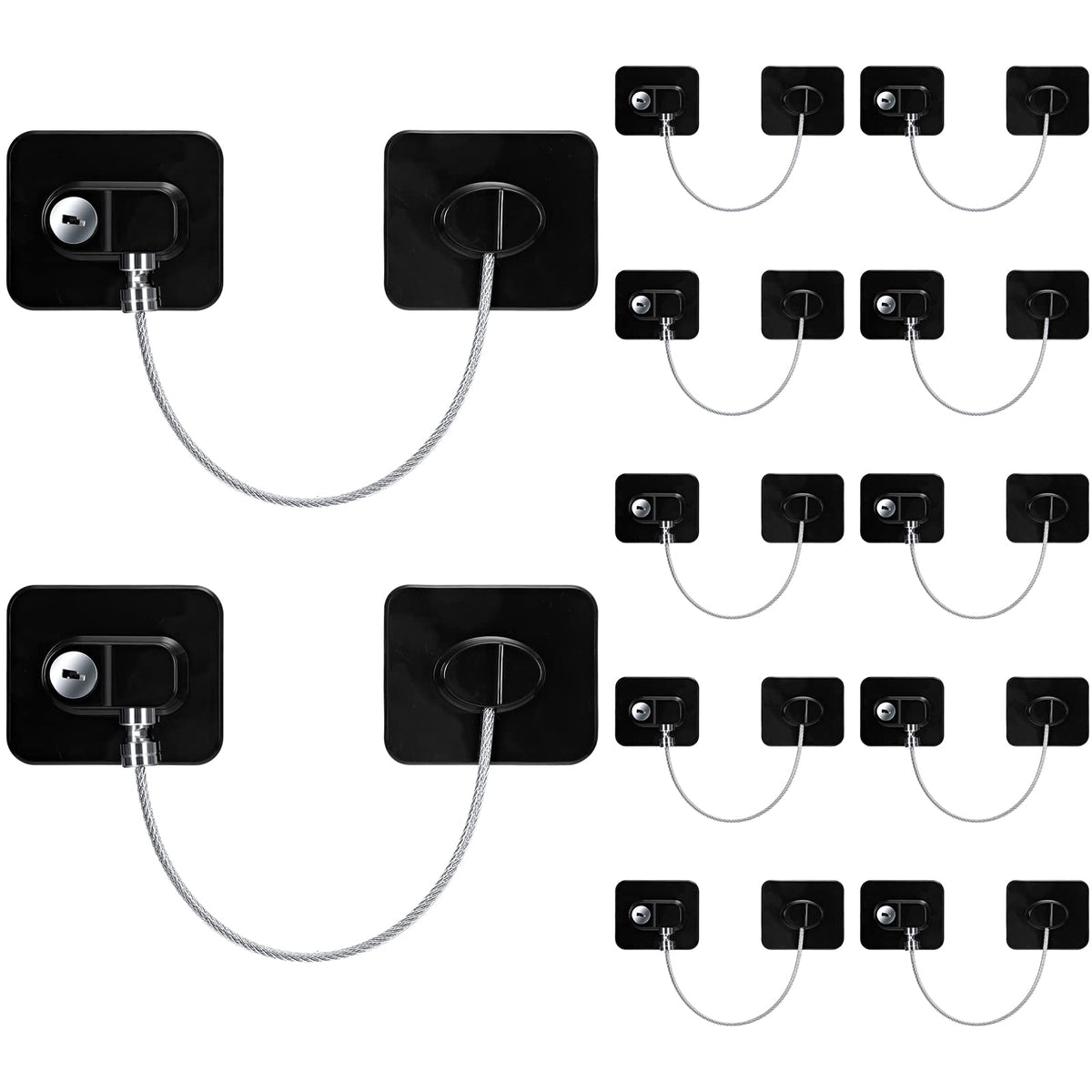 Hoteam 12-pack refrigerator locks group view for comprehensive child safety solution