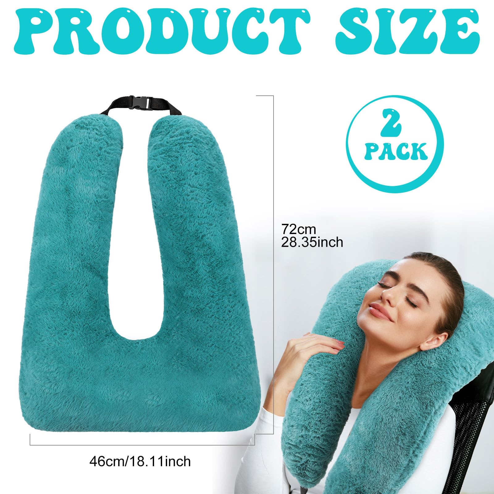 Hoteam travel pillow for adults and kids in turquoise cushions neck and body support during travel.