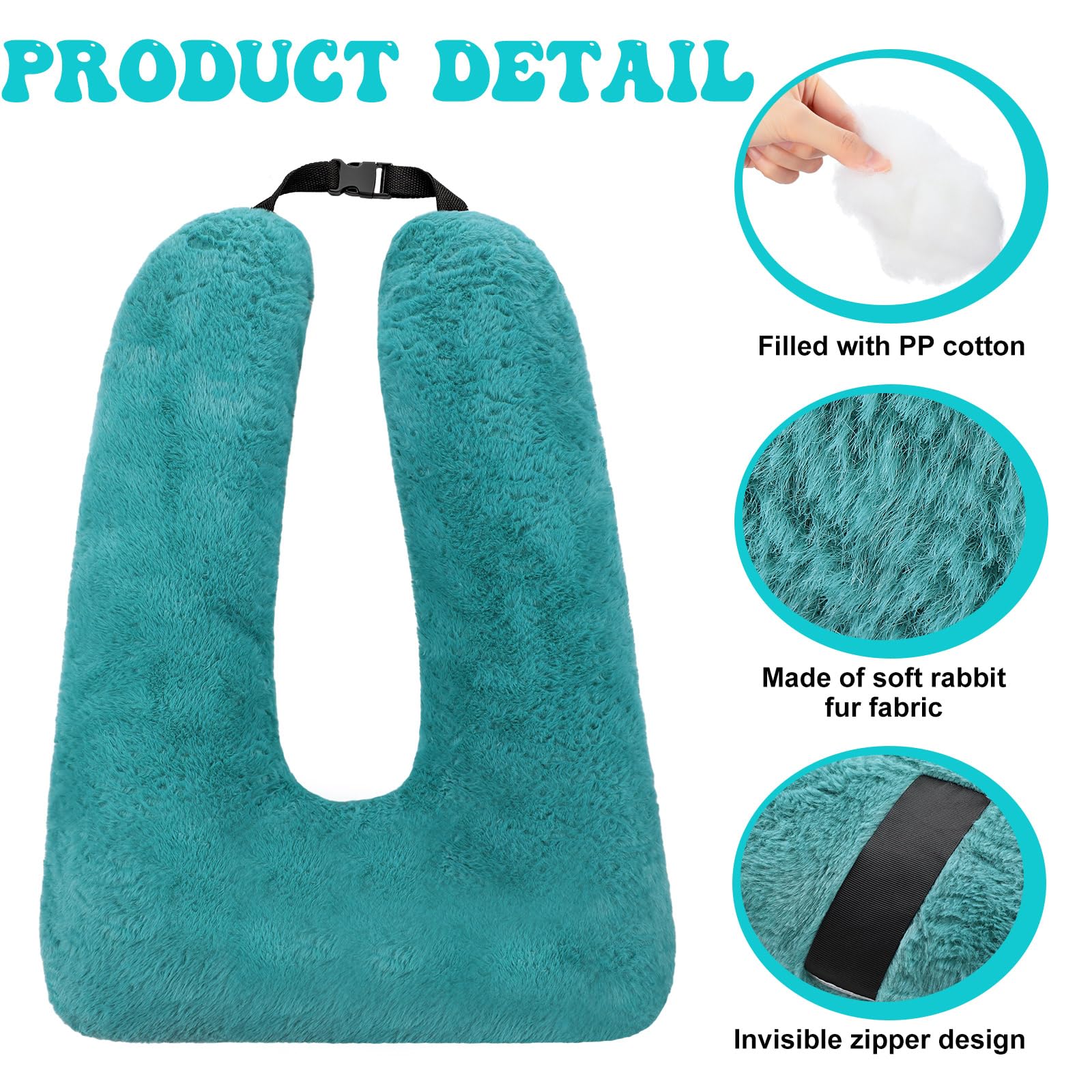 Hoteam plush rabbit-material turquoise pillow feels soft and cozy.