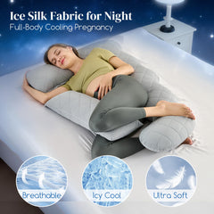 HOTHUGZ pregnancy pillow cooling quilted fabric for cooler nights.