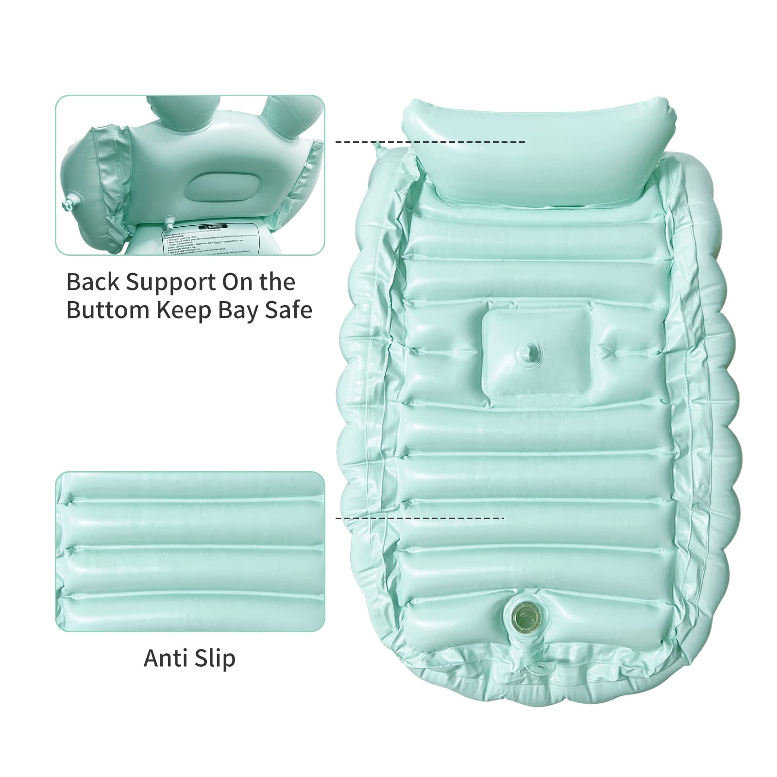 HotMax green bathtub with back-support pillow enhances comfort.
