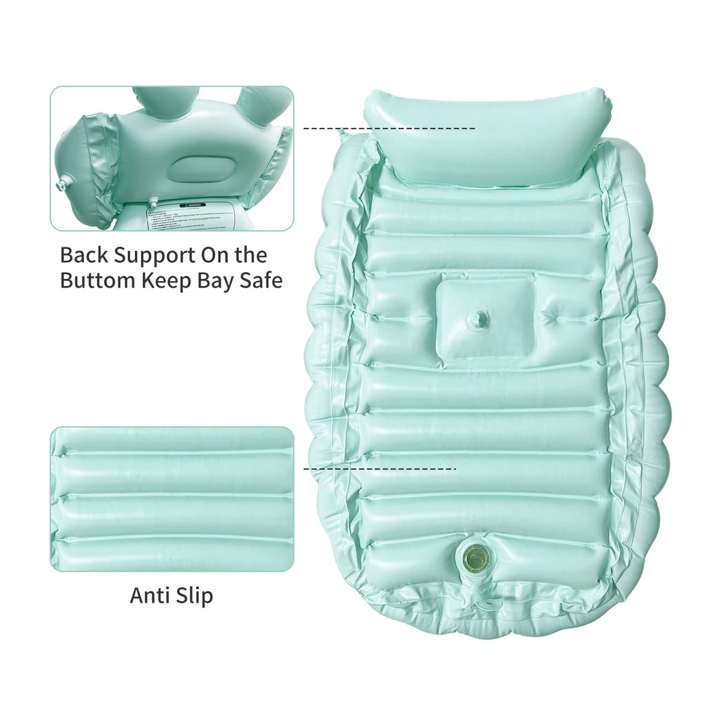 HotMax green bathtub with back-support pillow enhances comfort.