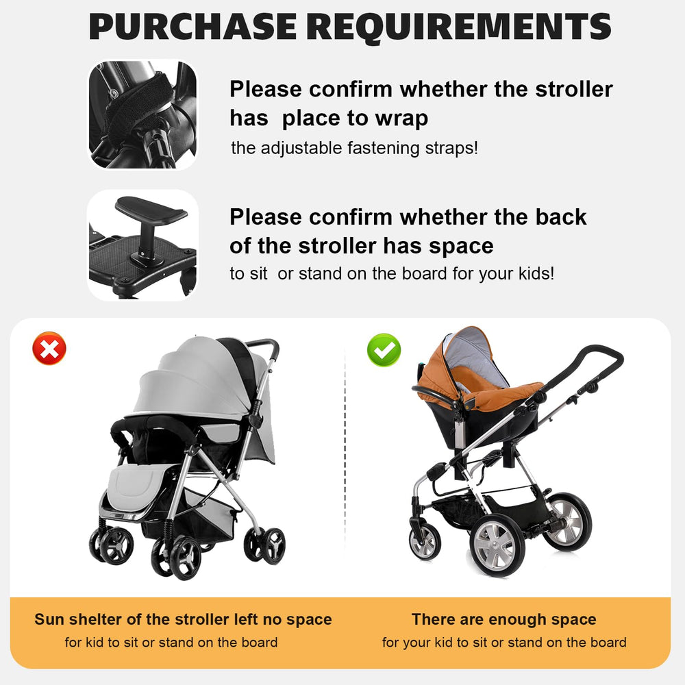 HOTMUZ universal stroller board detachable-seat provides flexible sit or stand options for kids.