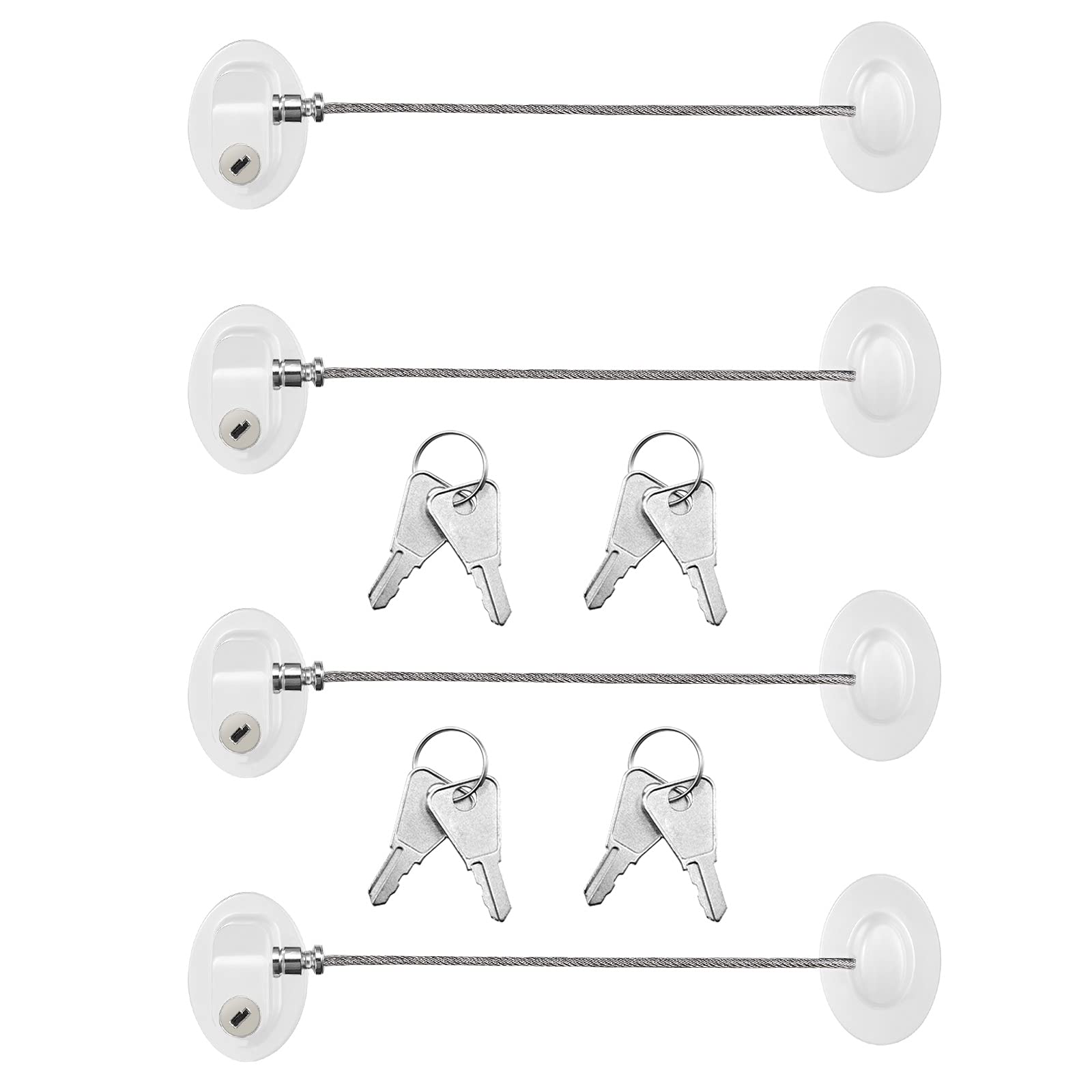 Hotop 4-pack cabinet locks with keys safeguard fridge doors for child-safe kitchens