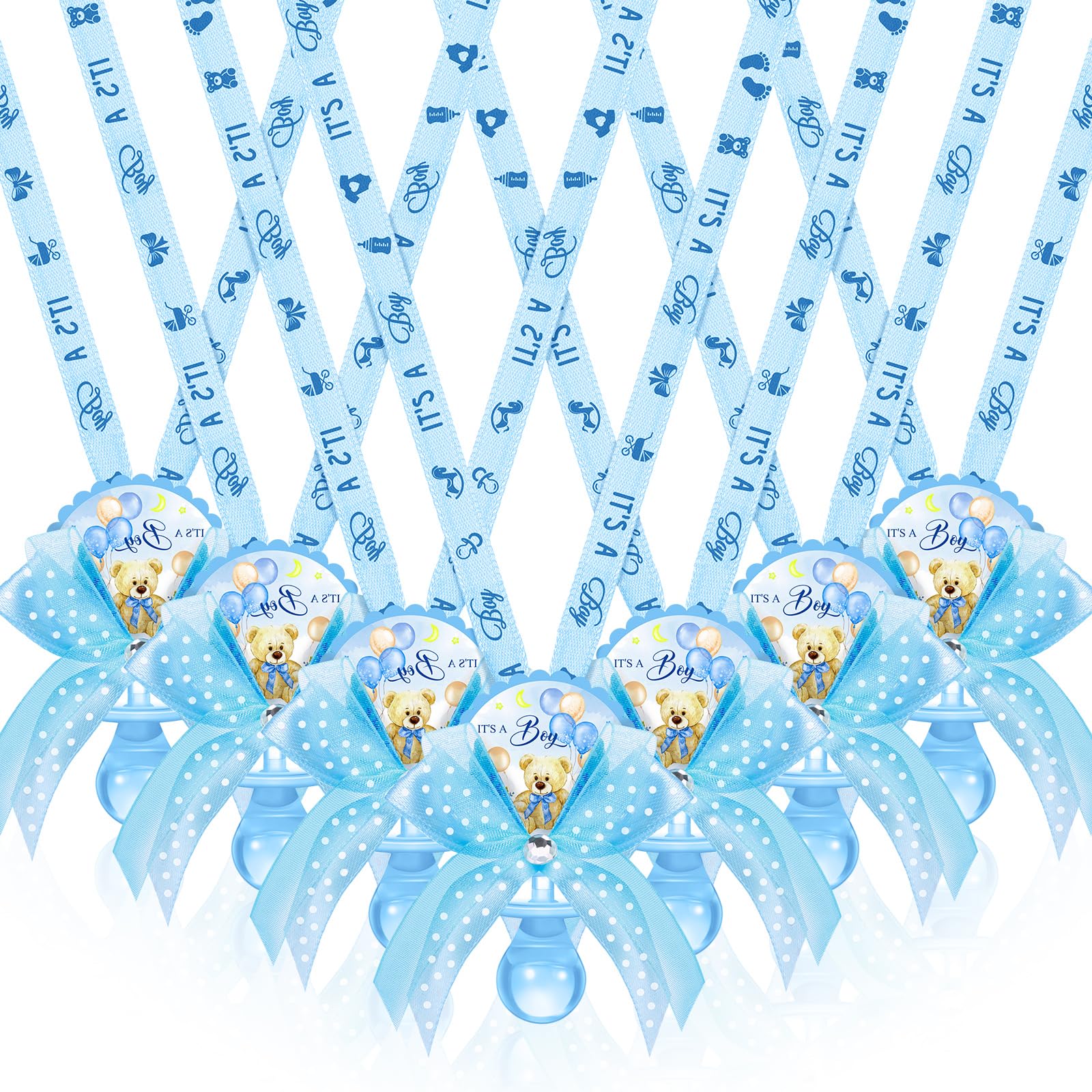 Hotop baby shower pacifier necklace in blue bear design, a charming keepsake for guests