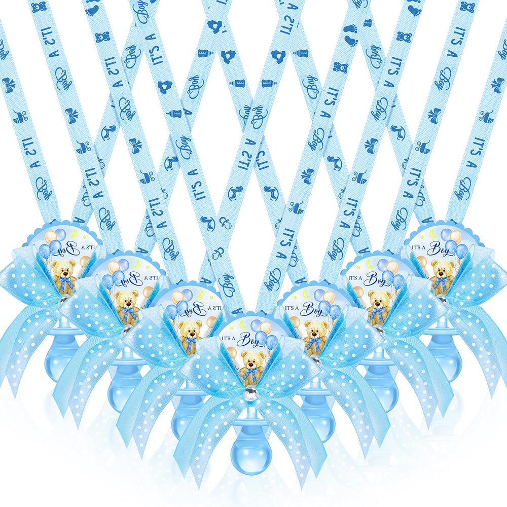 Hotop baby shower pacifier necklace in blue bear design, a charming keepsake for guests