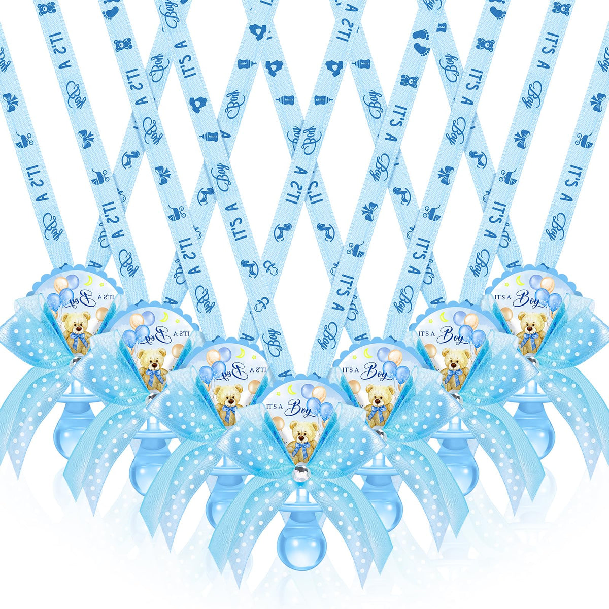 Hotop baby shower pacifier necklace in blue bear design, a charming keepsake for guests