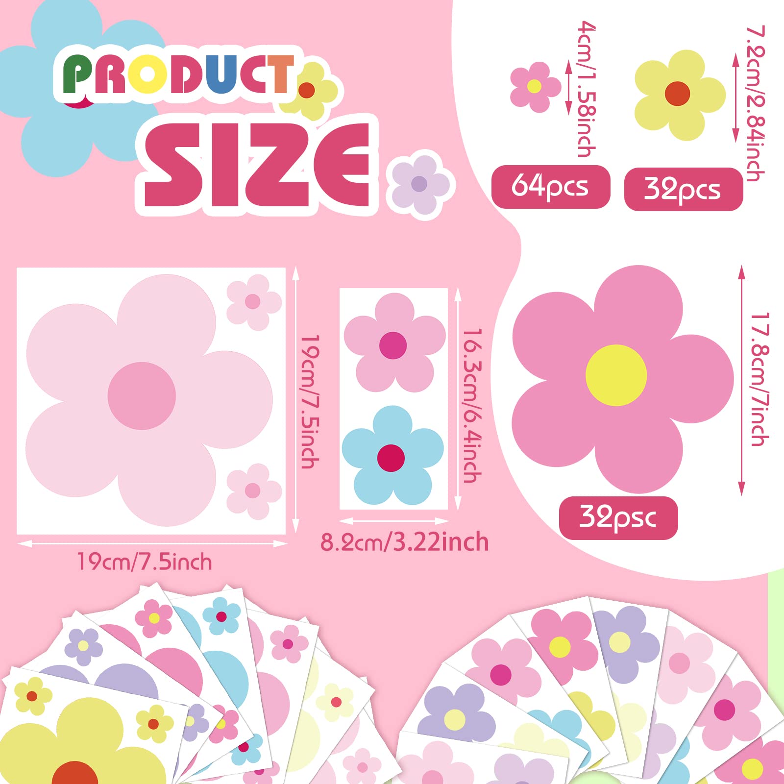 Hotop flower stickers Type 2 small 3.5 cm versatile accents for notebooks and cups
