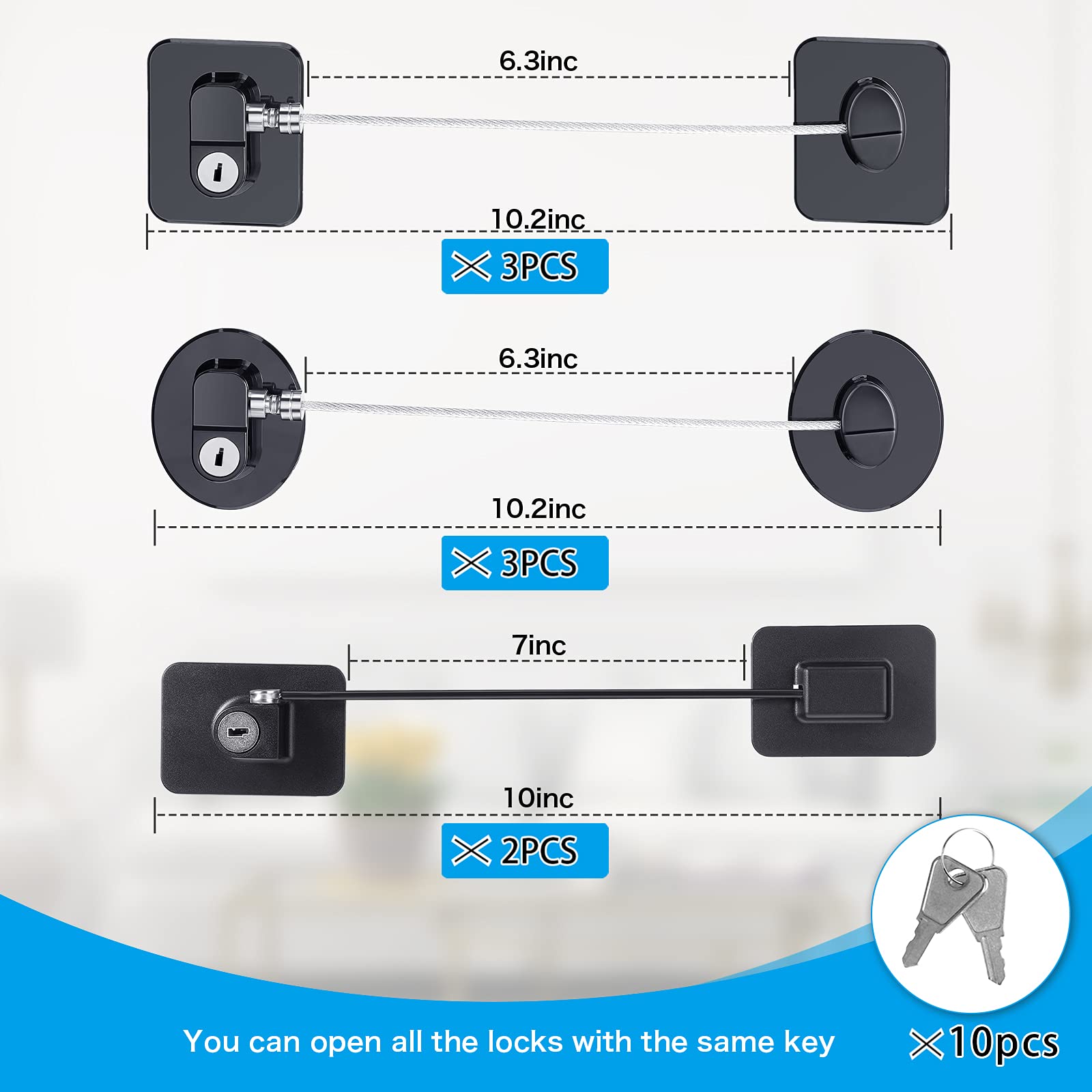 Hotop fridge lock keys 10 included simplify access with one master key.