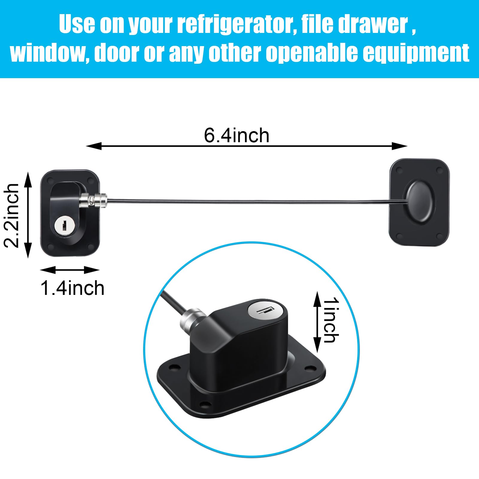 Hotop fridge lock with keys included ensures quick one-hand access.