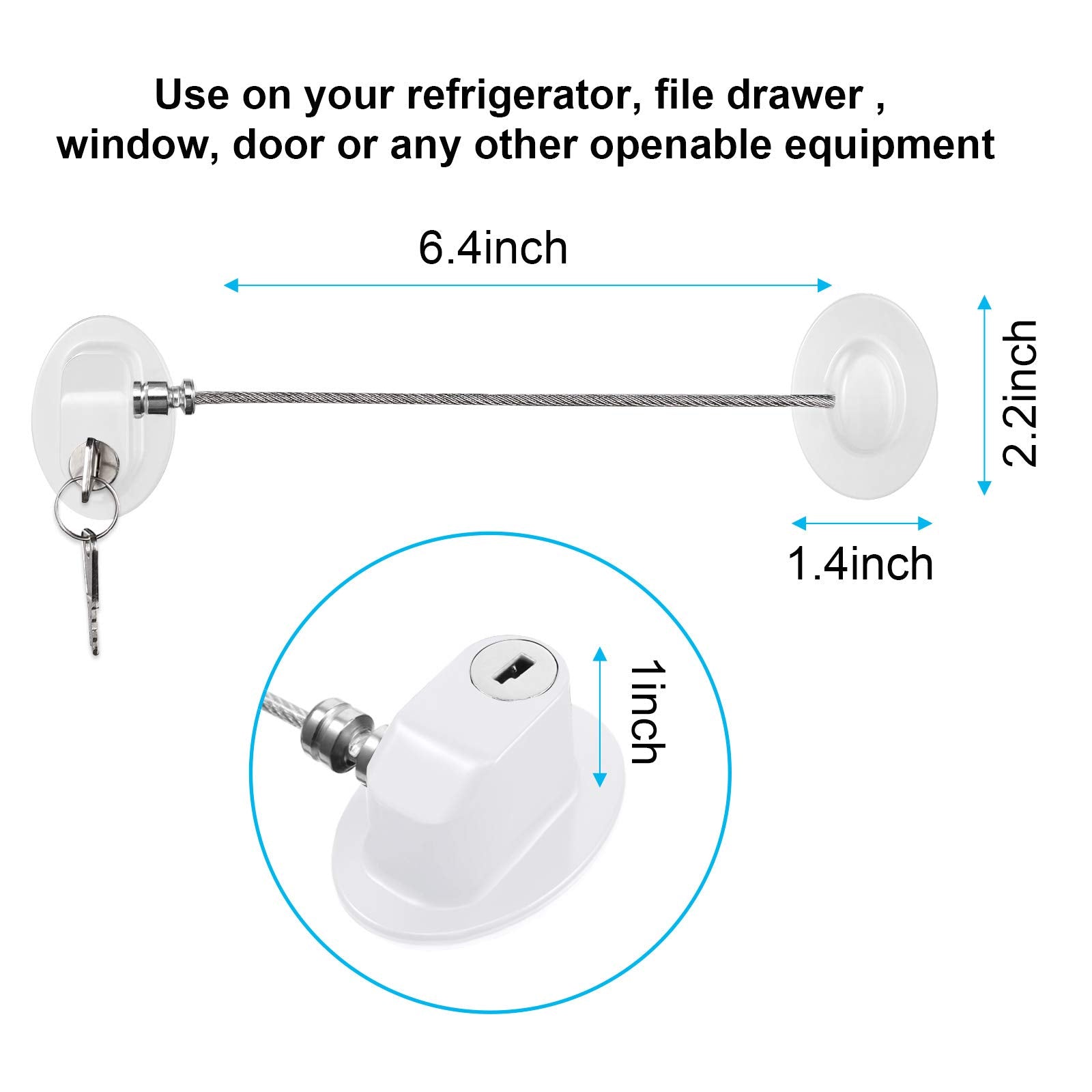 Hotop fridge locks self-adhesive installation for easy, drill-free security
