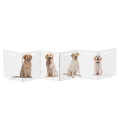 HotSoul clear acrylic dog gate 6-panel 144x31.5 durable see-through barrier for doorways.