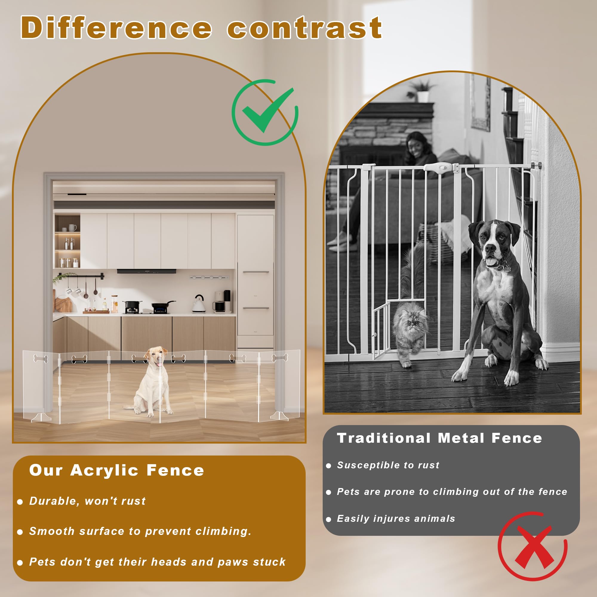 HotSoul clear acrylic dog gate see-through design lets you monitor pets.