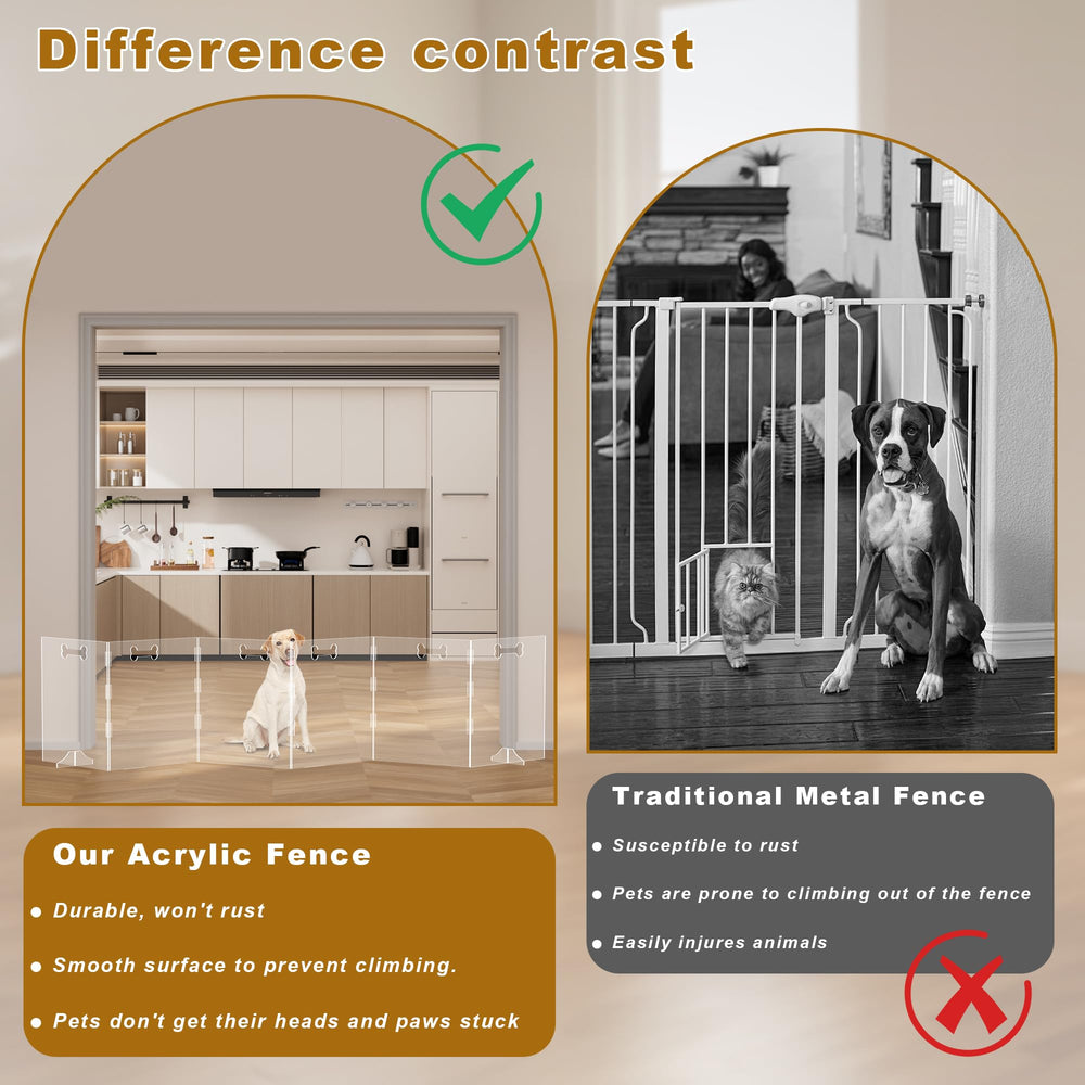 HotSoul clear acrylic dog gate see-through design lets you monitor pets.
