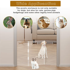 HotSoul clear acrylic dog gate with support feet and hinge for stability.