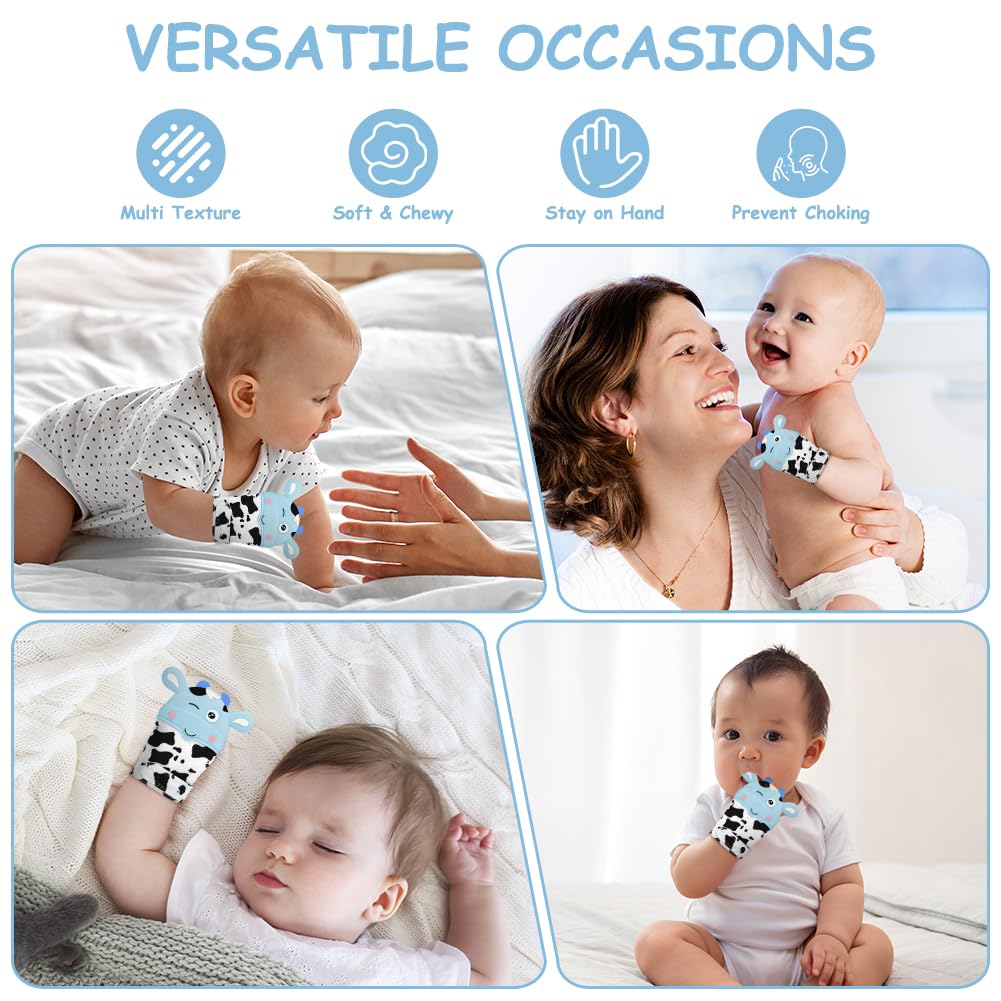 Hotut teething mittens colorful-designs image showcases playful visuals and safe textures