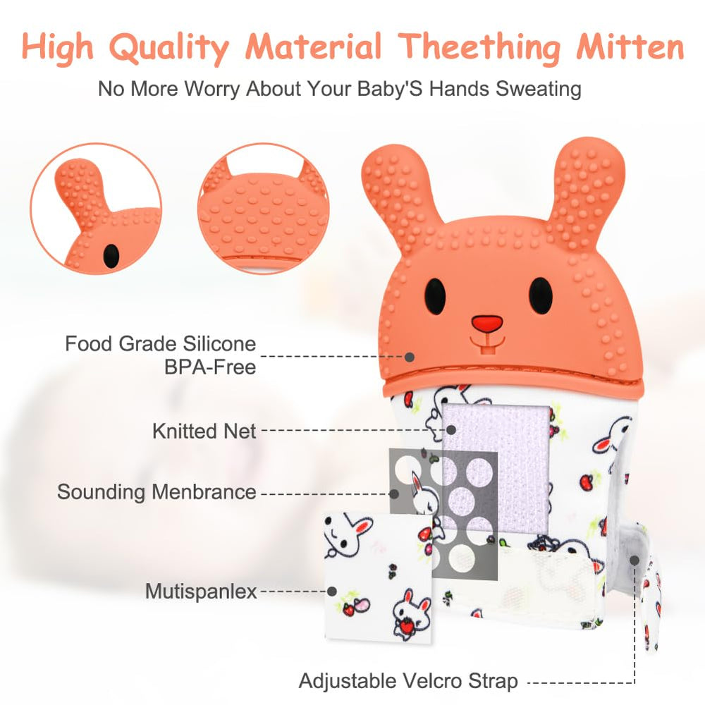 HOTUT teething mittens cow safe silicone soothing gums and hands