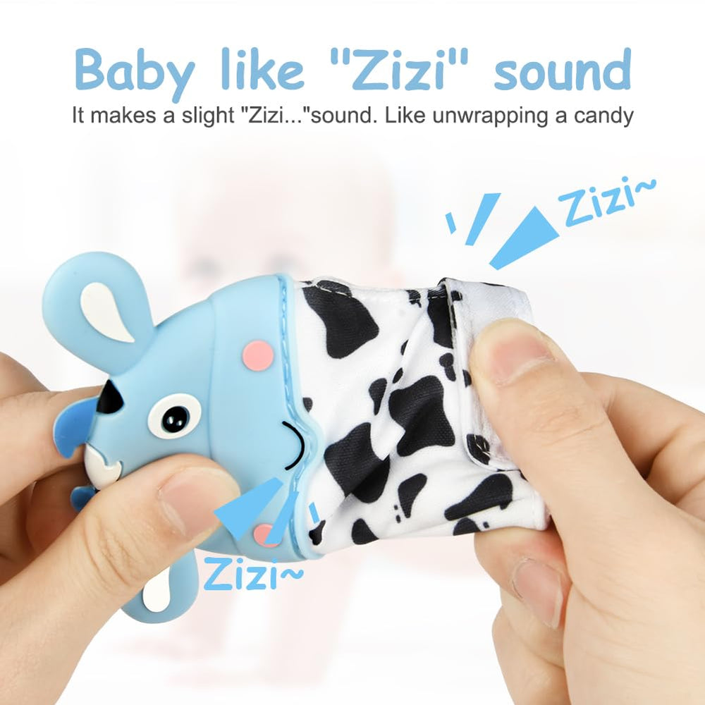 Hotut teething mittens dishwasher-safe image emphasizes easy cleaning and hygiene