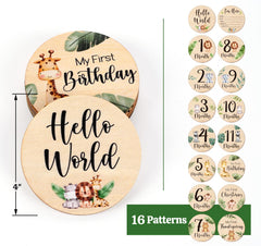 HOUÍSM milestone Safari Elephant card for first-year photos and keepsake album